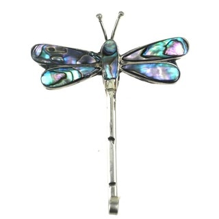 Global Crafts Alpaca Silver Abalone Dragonfly Pin (Mexico)