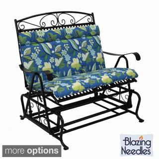 All-Weather Blue Floral Outdoor Double Glider Chair Cushion