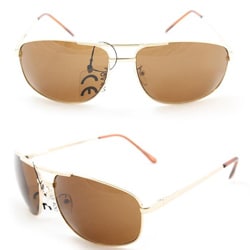 Men's 7837 Gold and Brown Wrap Sunglasses
