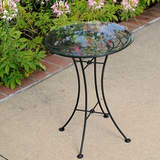 Handmade Wrought Iron Glass-topped Looping Side Table (Philippines)