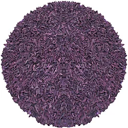 Pelle Hand-tied Purple Leather Shag Rug (4' Round)