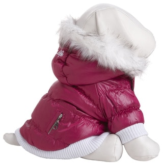 Pet Life Dark Pink Thinsulate Metallic Dog Parka with Removable Hood