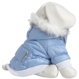Pet Life Thinsulate Metallic Blue Fashion Parka with Removable Hood