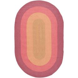 Safavieh Hand-woven Reversible Pink Braided Rug (3' x 5' Oval)