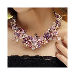 Handmade Pearl 'Lavender Romance' Necklace (5-5.5 mm) (Thailand)