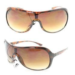Unisex 592 Leopard Plastic Gradient-Lens Shield Sunglasses