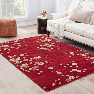 Hand-tufted Red Floral Rug (2' x 3')