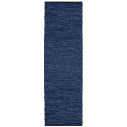 Hand-woven Matador Blue Leather Runner (2'6 x 12')