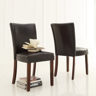 TRIBECCA HOME Jeremy Dark Brown Faux Leather Dining Chairs (Set of 2)