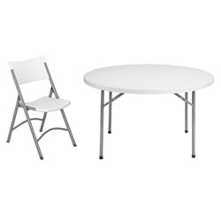 NPS 48-inch Round Folding Table and Set of 4 Chairs