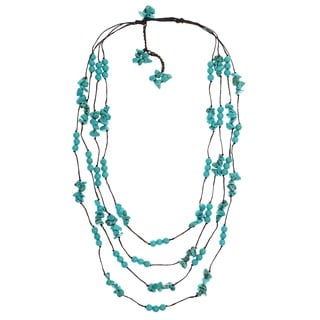 Handmade Cotton Rope Mod Reconstructed Turquoise Layered Necklace (Thailand)