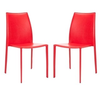 Safavieh Mid-Century Dining Stackable Jazzy Vinyl Red Side Chairs (Set of 2)