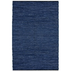Hand-woven Blue Leather Rug (4' x 6')
