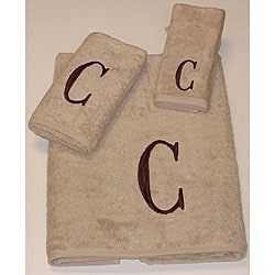 Avanti Brown Block 'C' Monogram 3-piece Towel Set