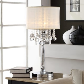 INSPIRE Q Silver Mist 3-light Crystal Chrome Table Lamp