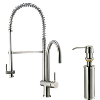 VIGO Stainless Steel Pull-Down Spray Kitchen Faucet with Soap Dispenser