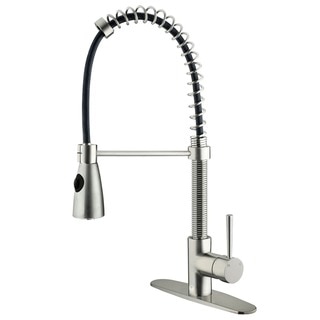 VIGO Brant Stainless Steel Pull-Down Spray Kitchen Faucet with Deck Plate