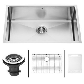 VIGO 30-Inch Undermount 16-Gauge Brushed Stainless Steel Kitchen Sink, Grid, and Strainer