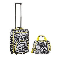 Rockland Deluxe Lime Zebra 2-piece Expandable Lightweight Carry-on Luggage Set