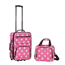 Rockland Expandable Pink Dot 2-piece Lightweight Carry-on Luggage Set