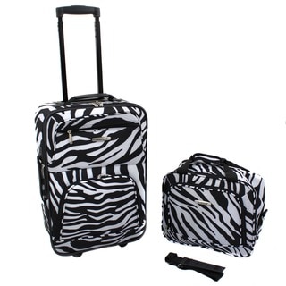 Rockland Expandable 2-piece Zebra Lightweight Carry-on Luggage Set