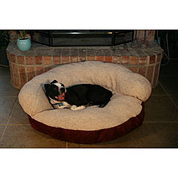 Burgundy 35-inch Microsuede Sherpa Pet Bed