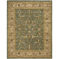 Safavieh Handmade Heritage Traditional Kashan Blue/ Beige Wool Rug (7'6 x 9'6)