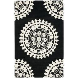Safavieh Handmade Soho Chrono Black/ Ivory New Zealand Wool Rug (5'x 8')