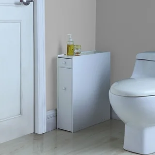 White Wood Bathroom Floor Cabinet