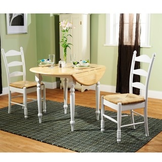 Simple Living White Wood and Rush 3-piece Ladderback Dining Set