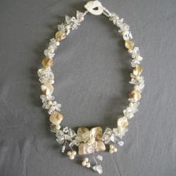Pearl, MOP and Quartz Hidden Floral Necklace (4-8 mm) (Philippines)