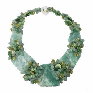 Chunky Jade and Mother of Pearl Link Necklace (Philippines)