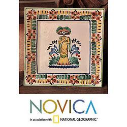 Handmade Ceramic 'Catrina' Majolica Plate (Mexico)