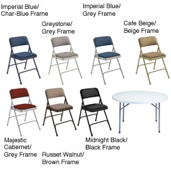 NPS Lightweight Steel 48-inch Round Table and Four Folding Chairs Set