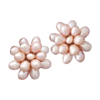 Pink Pearl Cluster Sweet Clip-on Earrings (5-6 mm) (Thailand)