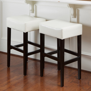Christopher Knight Home Lopez Ivory Bonded Leather Backless Bar Stools (Set of 2)