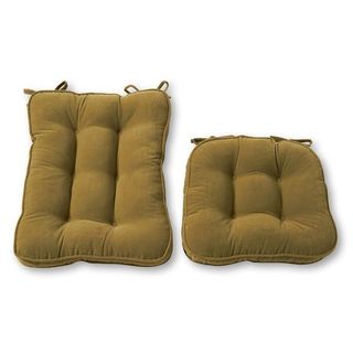 Solid Moss Tie-on Reversible Chair Cushion Set