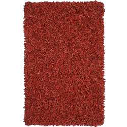 Hand-tied Pelle Red Leather Shag Rug (8' x 10')
