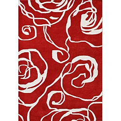 Alliyah Handmade Red New Zealand Blend Wool Rug (5' x 8')