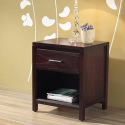 Tapered Leg 1-drawer Nightstand Bar Pull with Power Strip