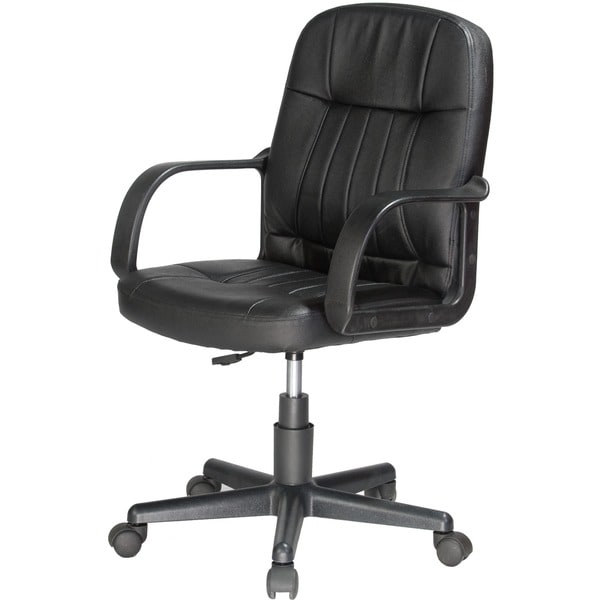 OneSpace Mid-Back Black Leather Office Chair