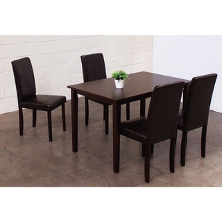Warehouse of Tiffany Five-Piece Brown Faux-Leather Dining Furniture Set