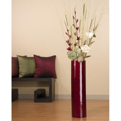Burgundy Sword Lilies with 27-inch Bamboo Cylinder Vase