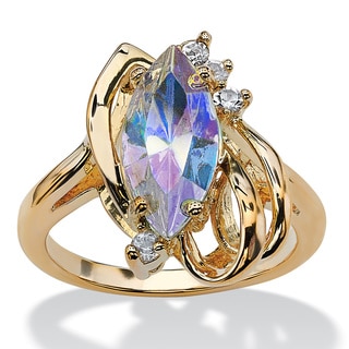 PalmBeach Marquise-Cut Aurora Borealis Crystal Cocktail Ring in 14k Gold-Plated Color Fun