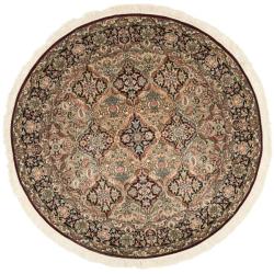 Asian Hand-knotted Royal Kerman Multicolor Wool Rug (6' Round)