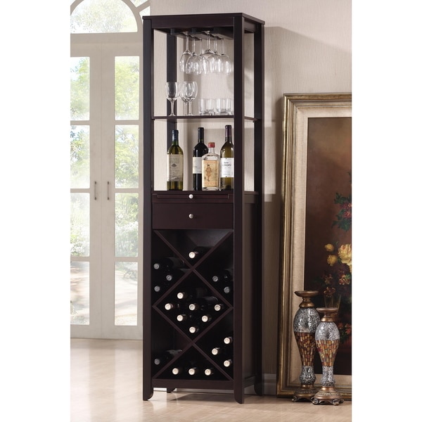 Traditional Dark Brown Wood Wine Cabinet by Baxton Studio
