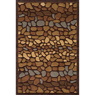 Hand-tufted Pebbles Brown Rug (5'0" x 7'6")