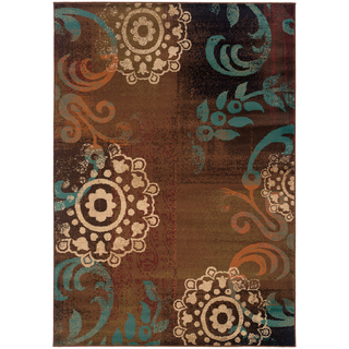 Brown/Blue Transitional Area Rug (5' x 7'6")