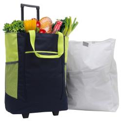 G Pacific by Traveler's Choice 20-inch Leak-proof Navy/ Lime Green Rolling Shopper Tote