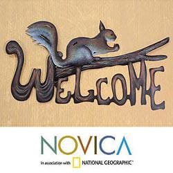 Steel 'Busy Squirrel' Welcome Sign Sculpture (Mexico)